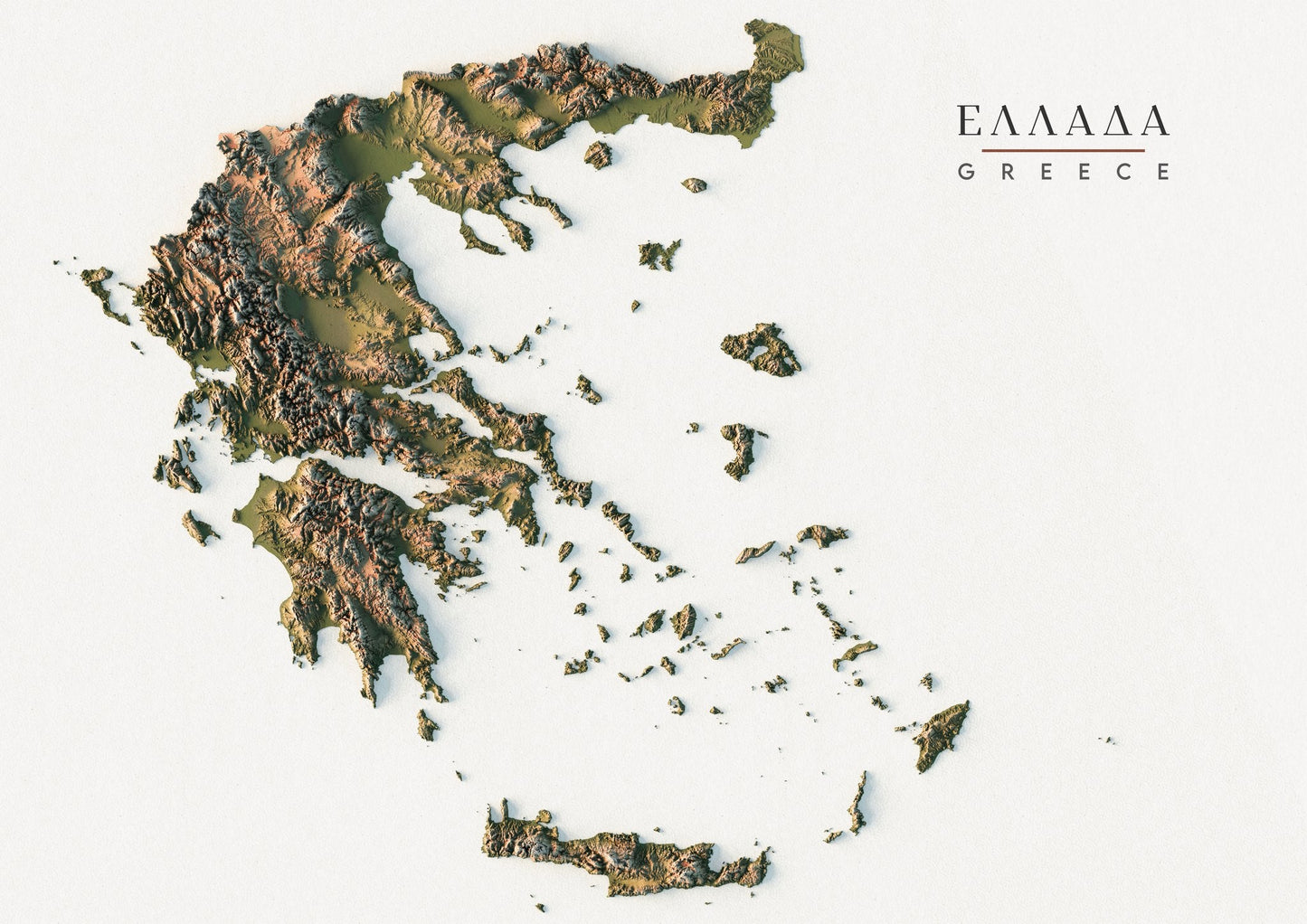 Greece Realistic Relief Map