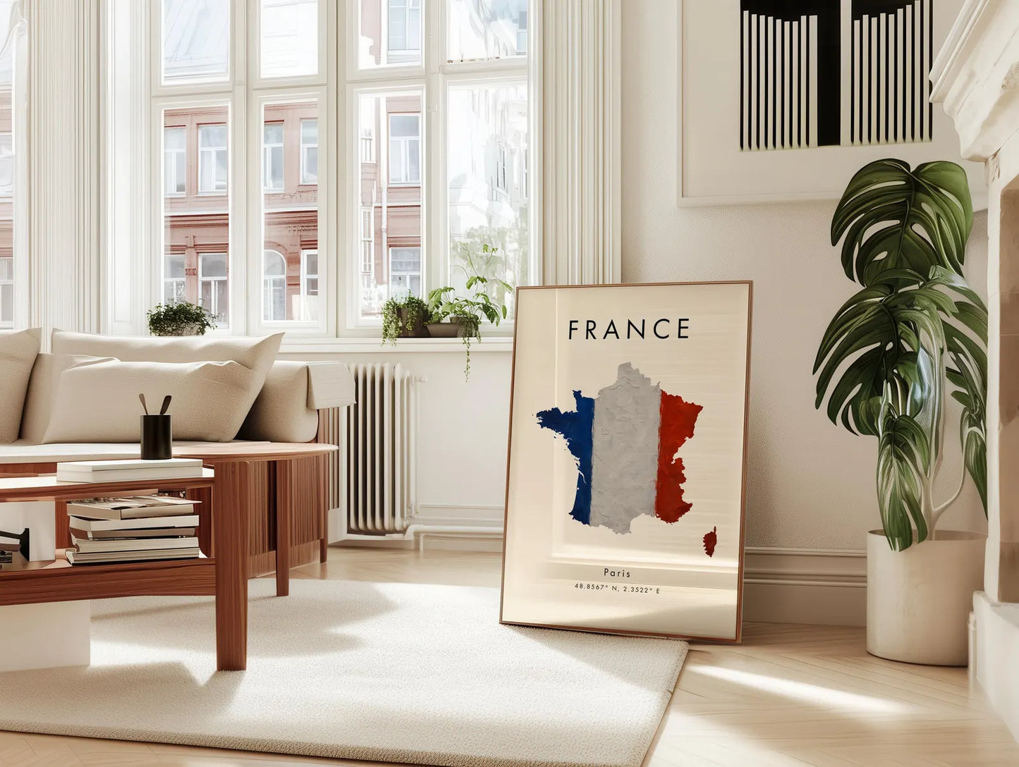 France Flag Map Art Poster