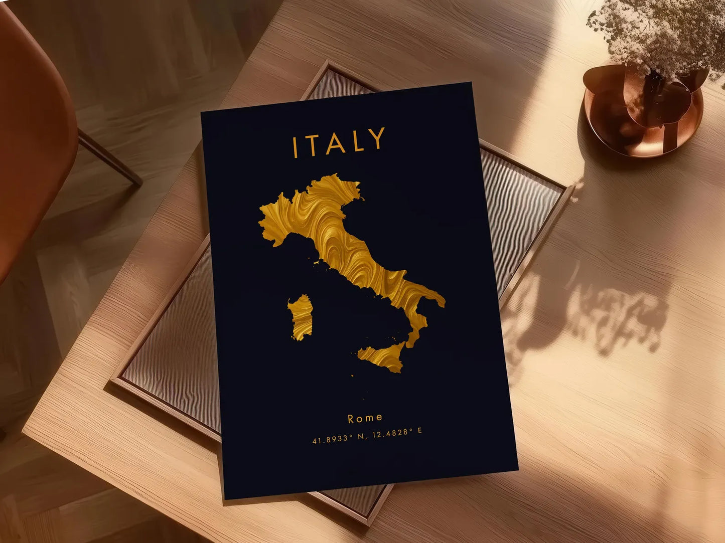 Italy Gold Map Art Print