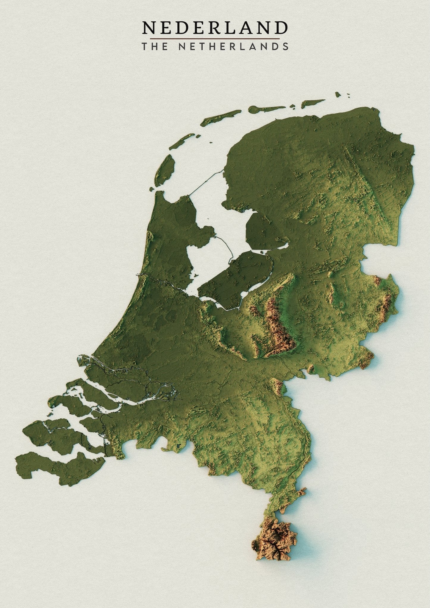 Netherlands Realistic Relief Map