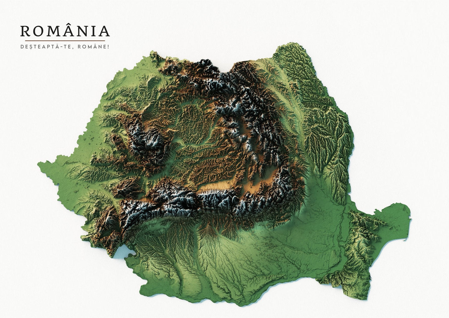 Romania Realistic Relief Map