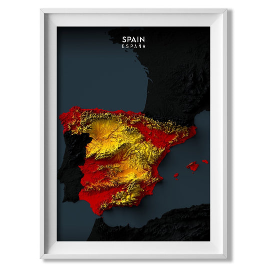 Spain Relief Map Enhanced