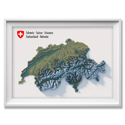 Switzerland Realistic Relief Map