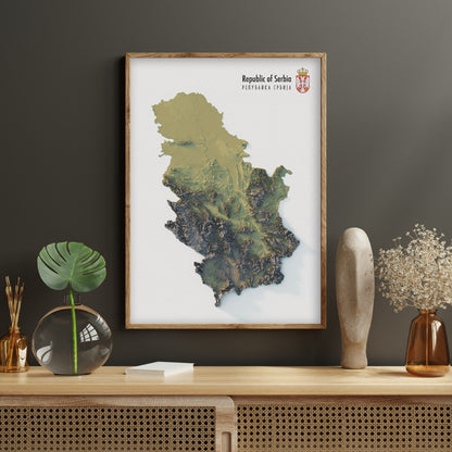 Serbia Realistic Relief Map