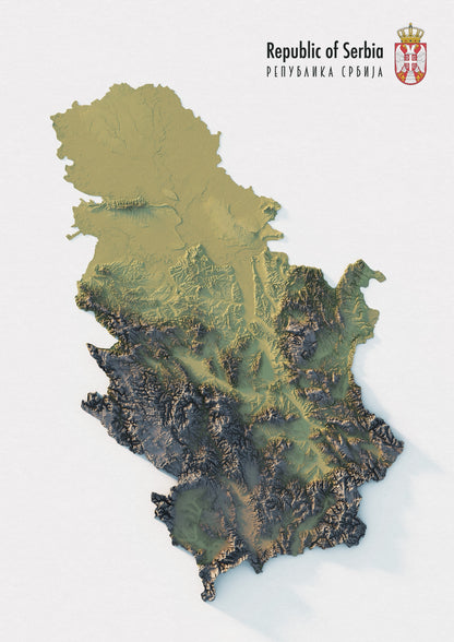 Serbia Realistic Relief Map