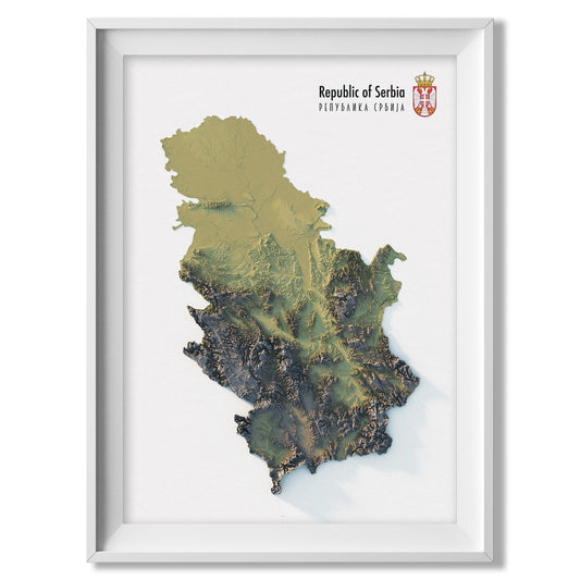 Serbia Realistic Relief Map