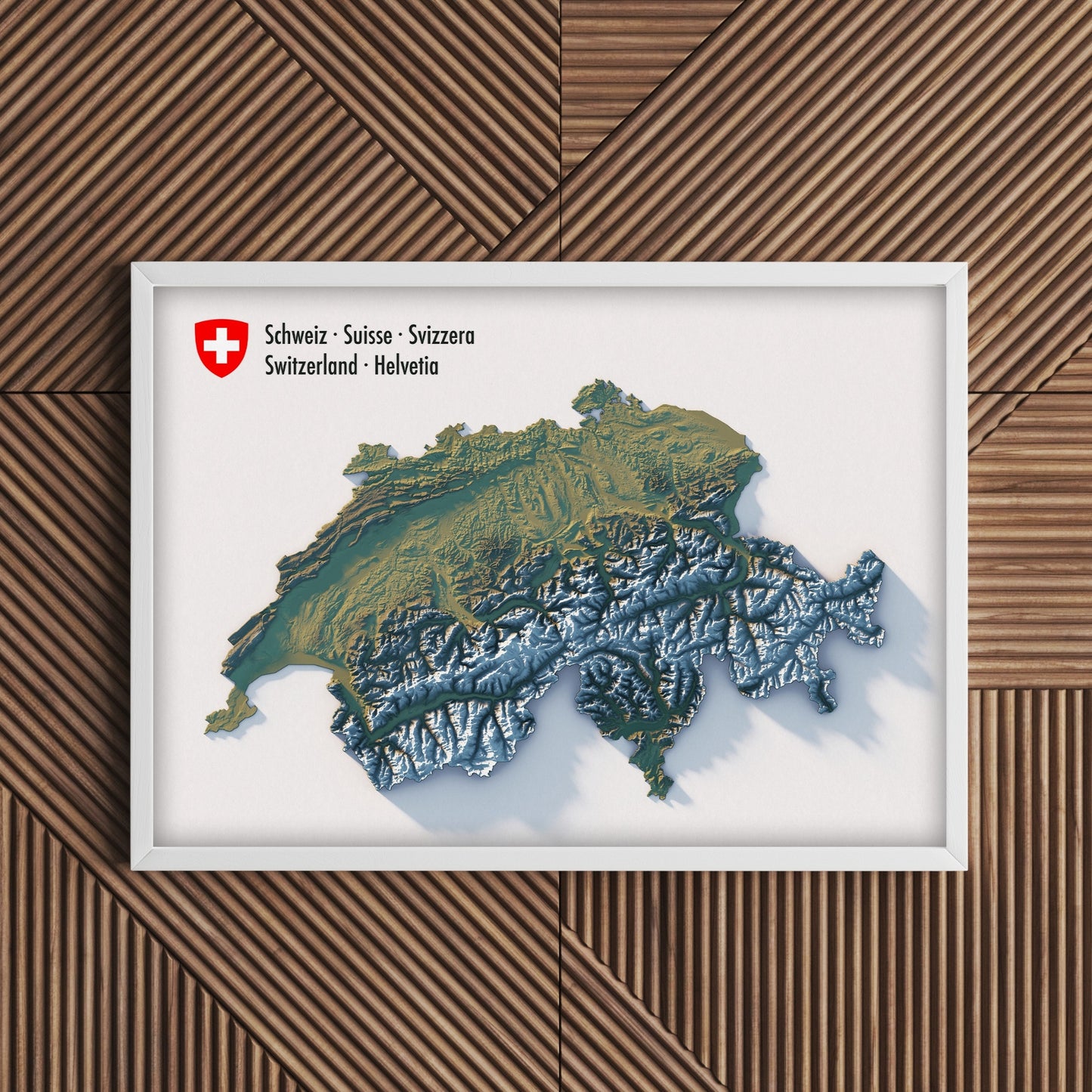 Switzerland Realistic Relief Map