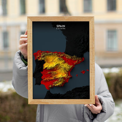 Spain Relief Map Enhanced
