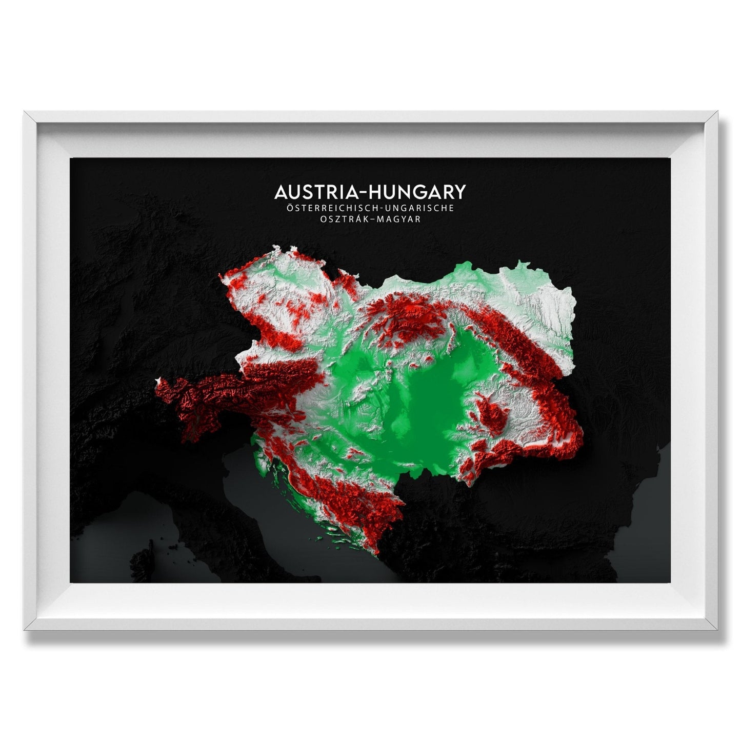 Austria-Hungary Relief Map