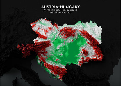 Austria-Hungary Relief Map