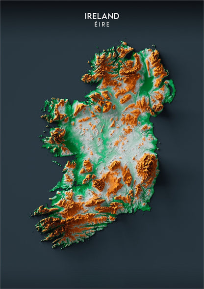 Ireland Relief Map Enhanced