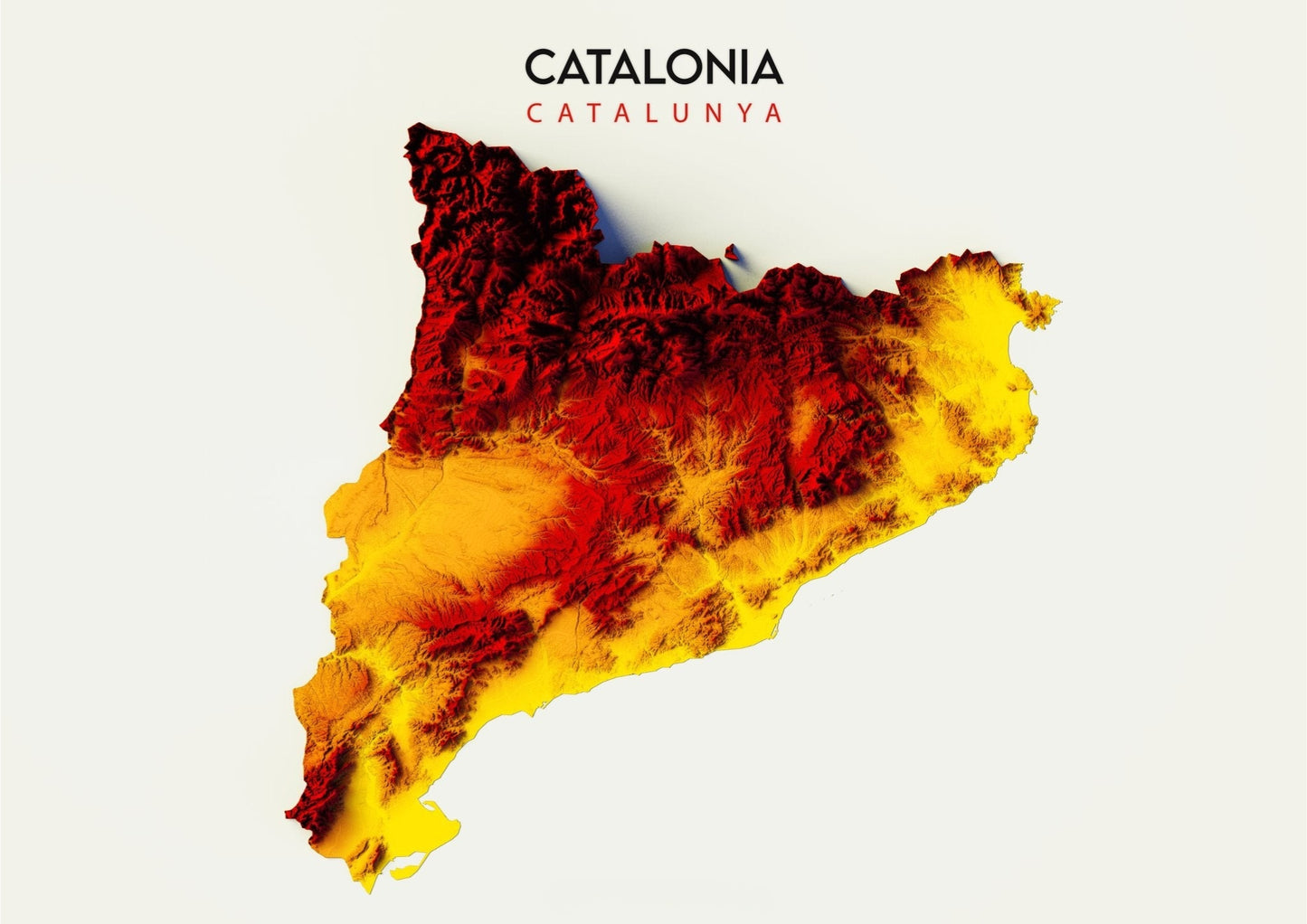 Catalonia Relief Map