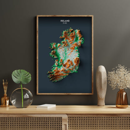 Ireland Relief Map Enhanced