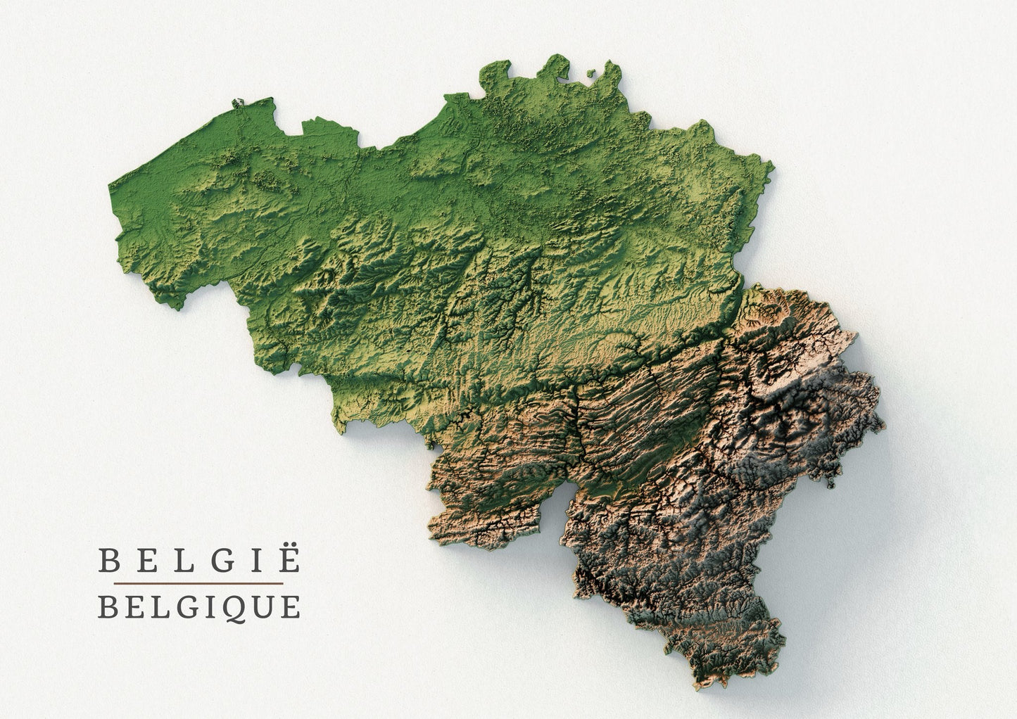 Belgium Realistic Relief Map