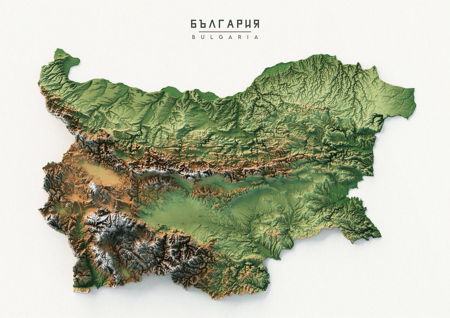 Bulgaria Realistic Relief Map