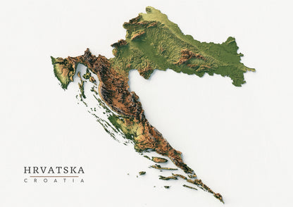 Croatia Realistic Relief Map