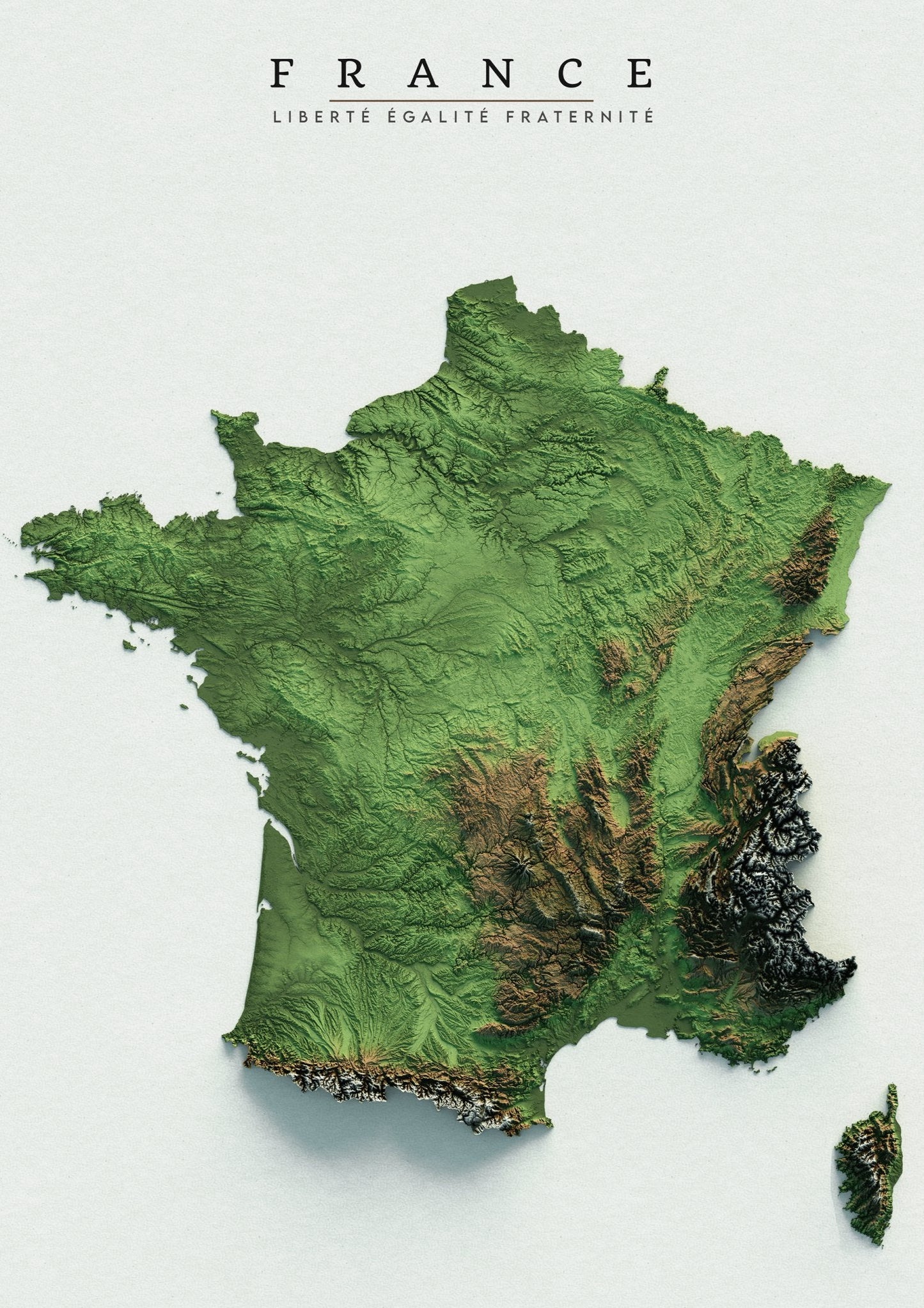 France Realistic Relief Map