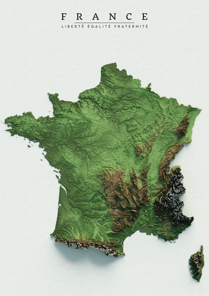 France Realistic Relief Map