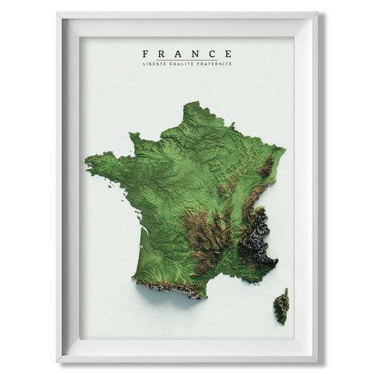 France Realistic Relief Map