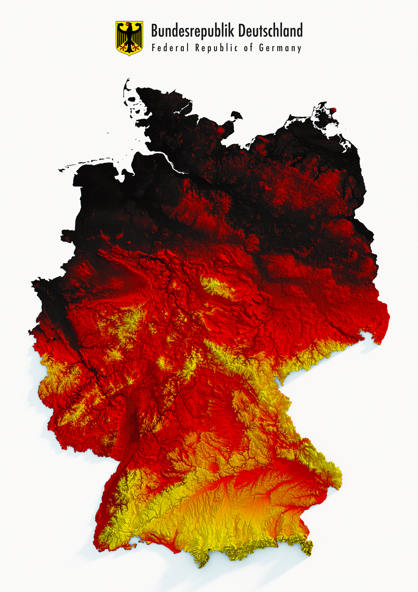 Germany Relief Map Enhanced