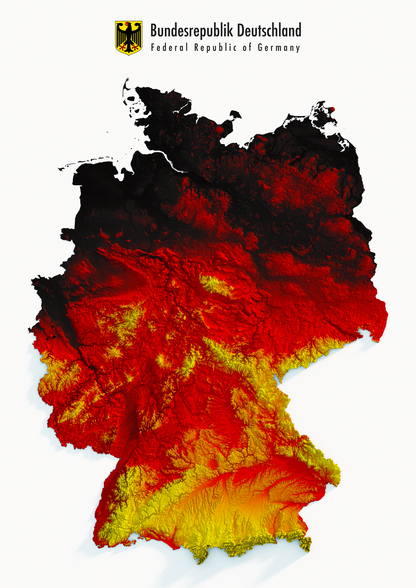 Germany Relief Map Enhanced