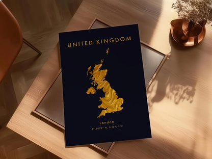 UK Gold Map Art Poster