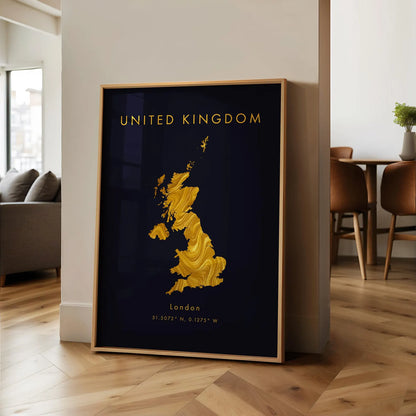 UK Gold Map Art Poster