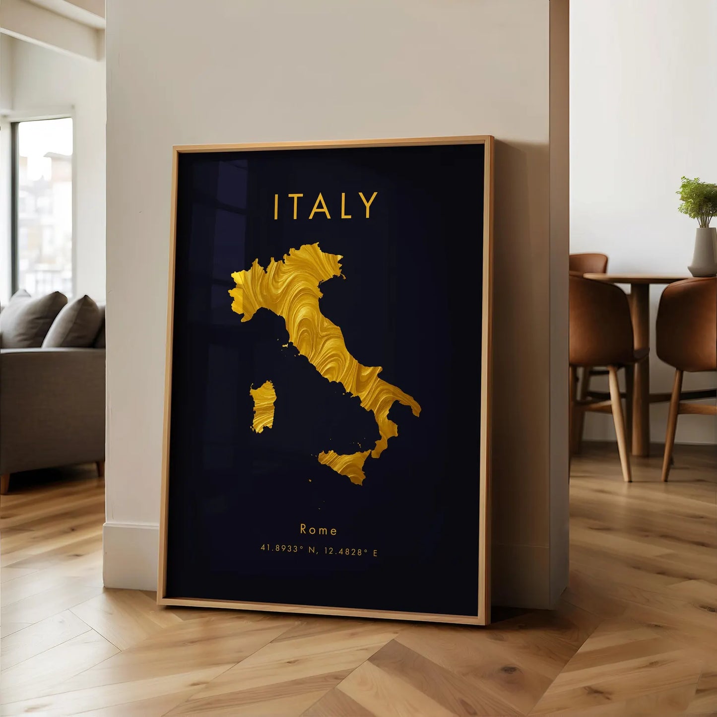 Italy Gold Map Art Print