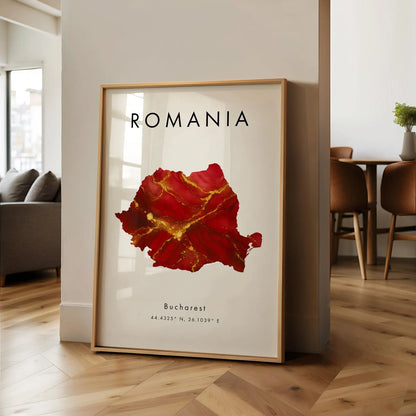 Romania Map Art Poster