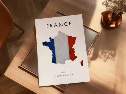 France Flag Map Art Poster
