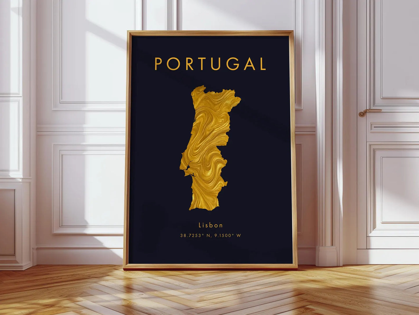 Portugal Gold Map Art Poster
