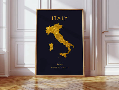 Italy Gold Map Art Print