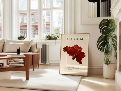 Belgium Map Art Poster