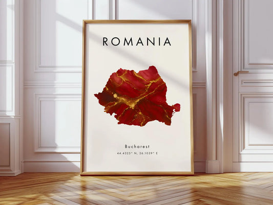 Romania Map Art Poster