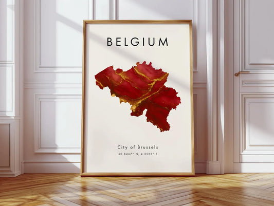Belgium Map Art Poster