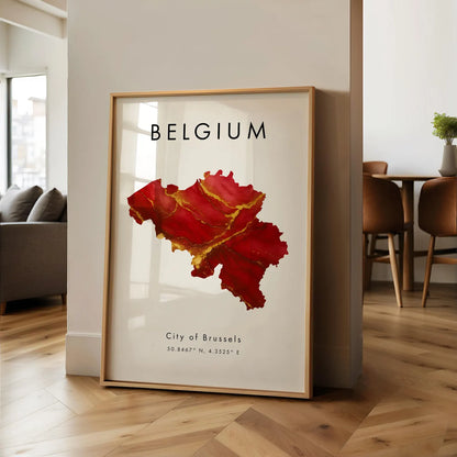 Belgium Map Art Poster