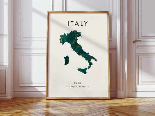 Italy Map Art Poster Print