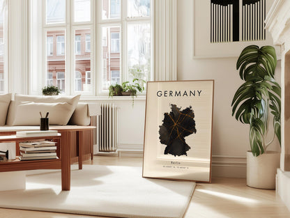 Germany Black Marble Art Poster