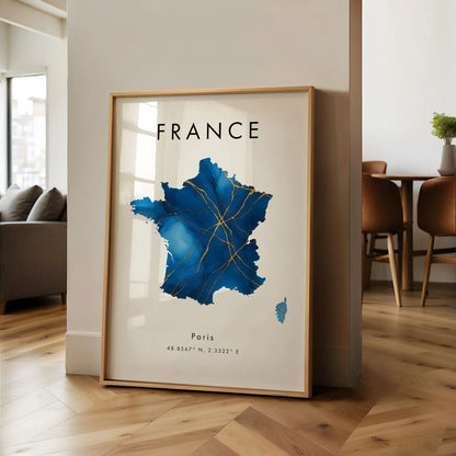 France Map Art Poster