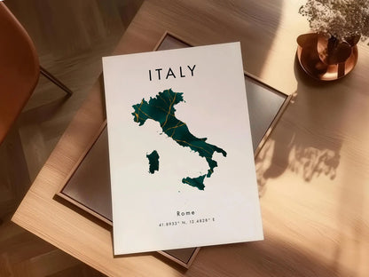 Italy Map Art Poster Print
