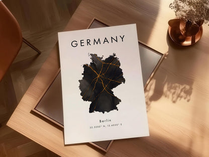 Germany Black Marble Art Poster
