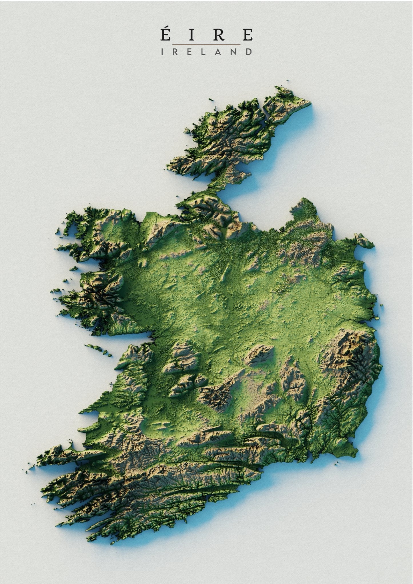 Ireland Realistic Relief Map