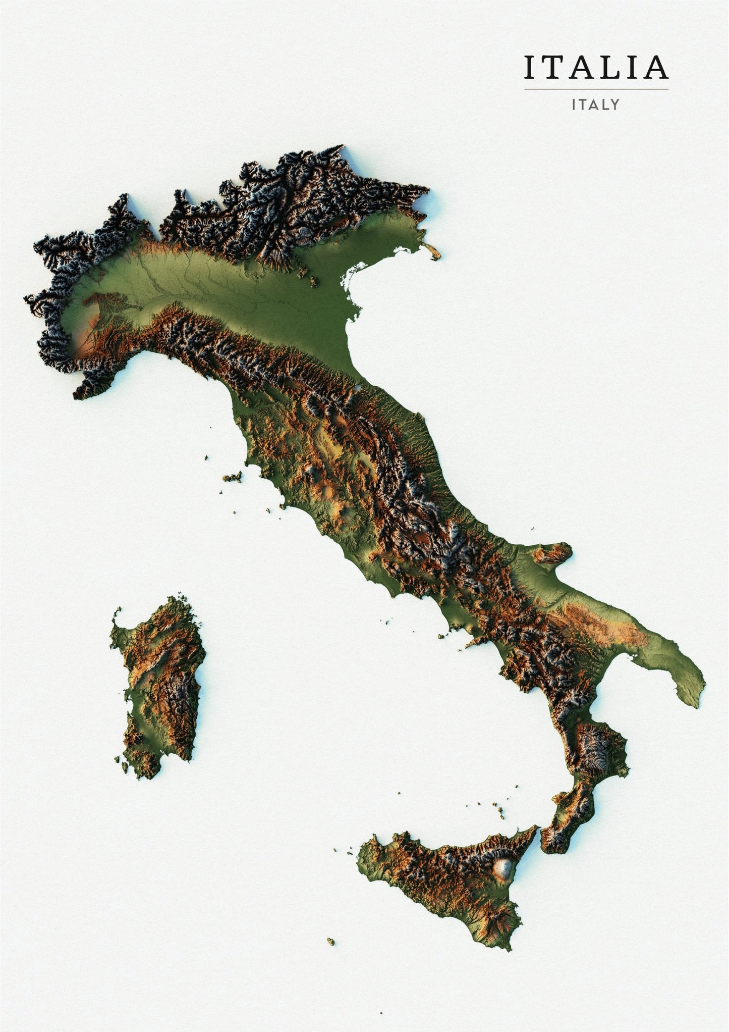 Italy Realistic Relief Map