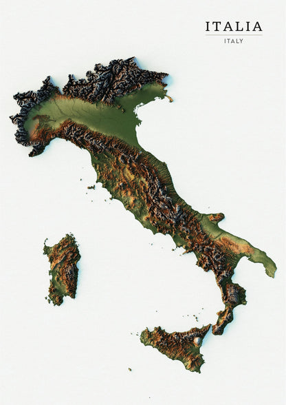 Italy Realistic Relief Map