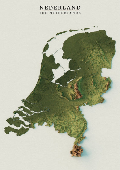 Netherlands Realistic Relief Map
