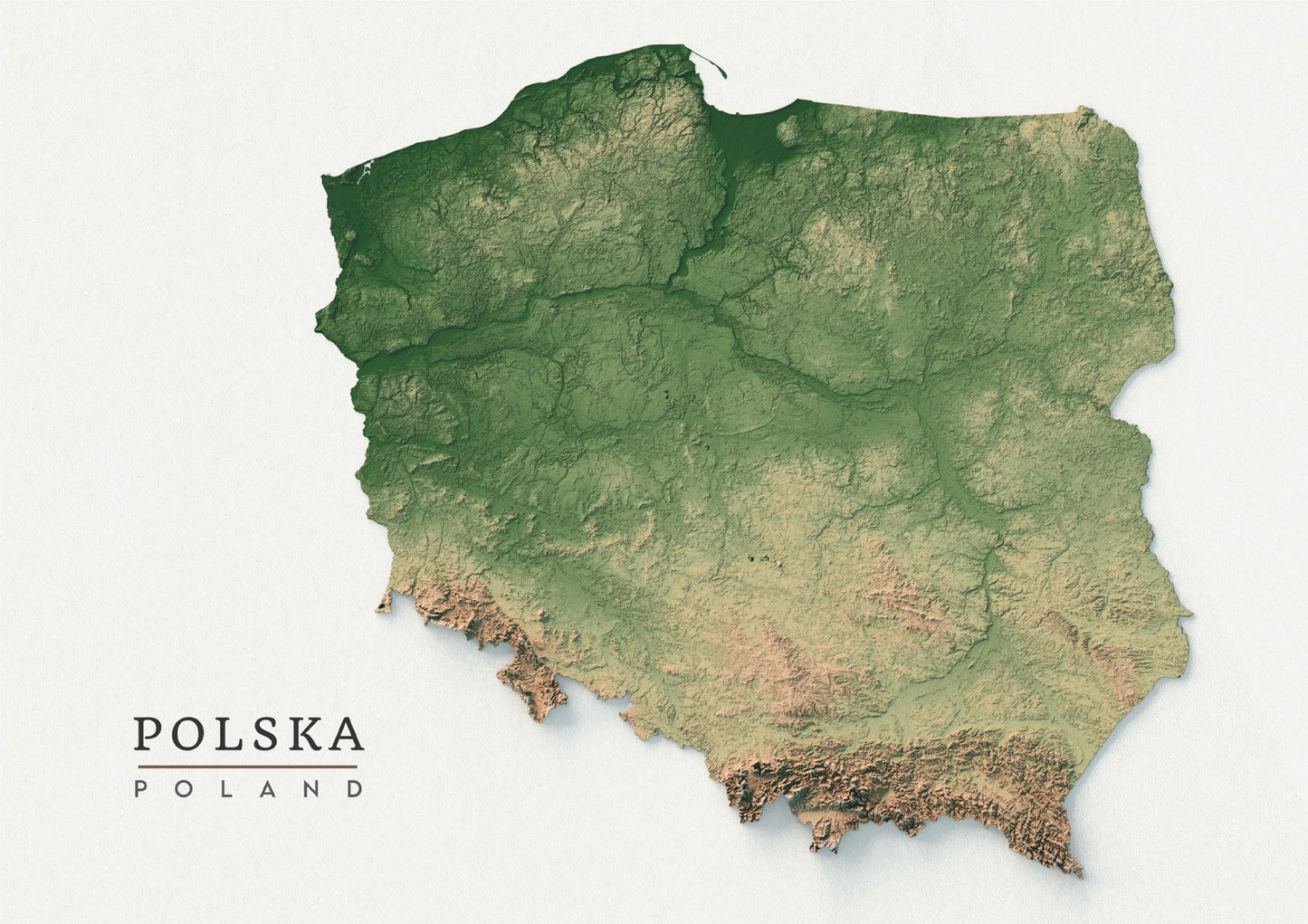 Poland Realistic Relief Map
