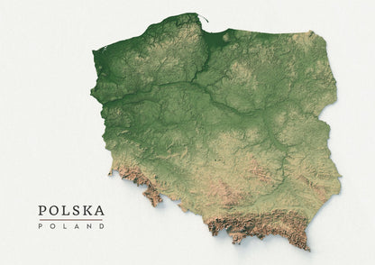 Poland Realistic Relief Map