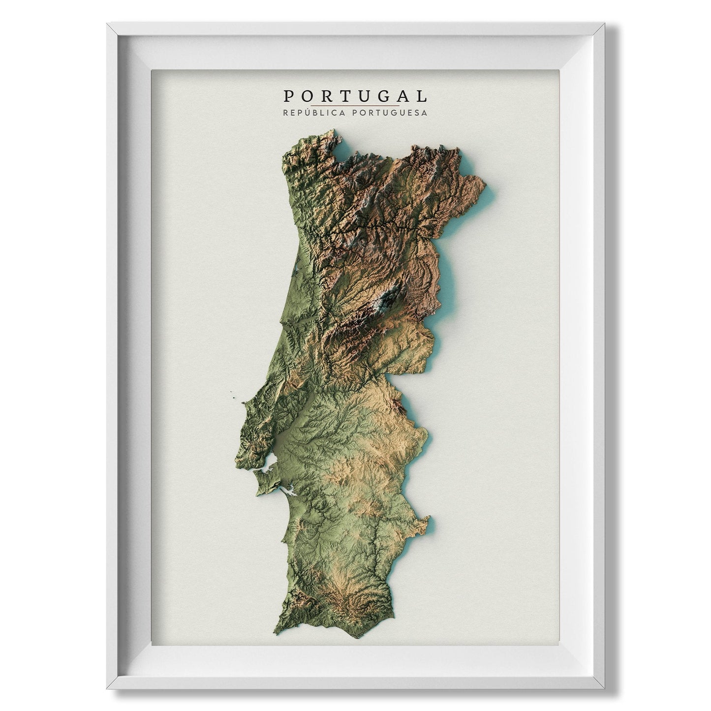 Portugal Realistic Relief Map